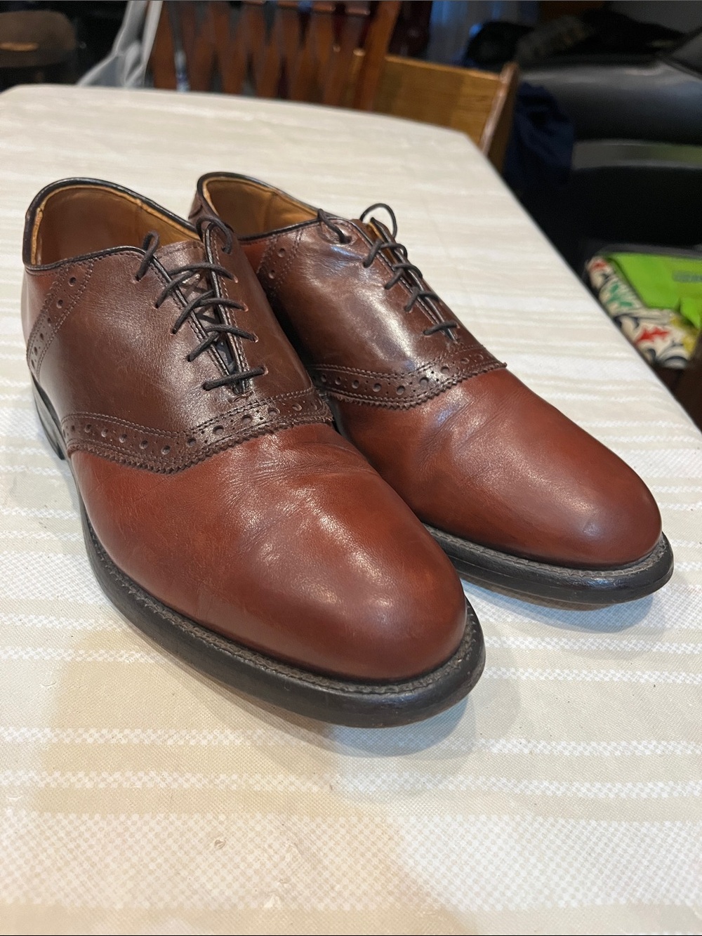 Allen Edmonds Shelton Two-Tone Brown Leather Oxford size 7.5 men’s